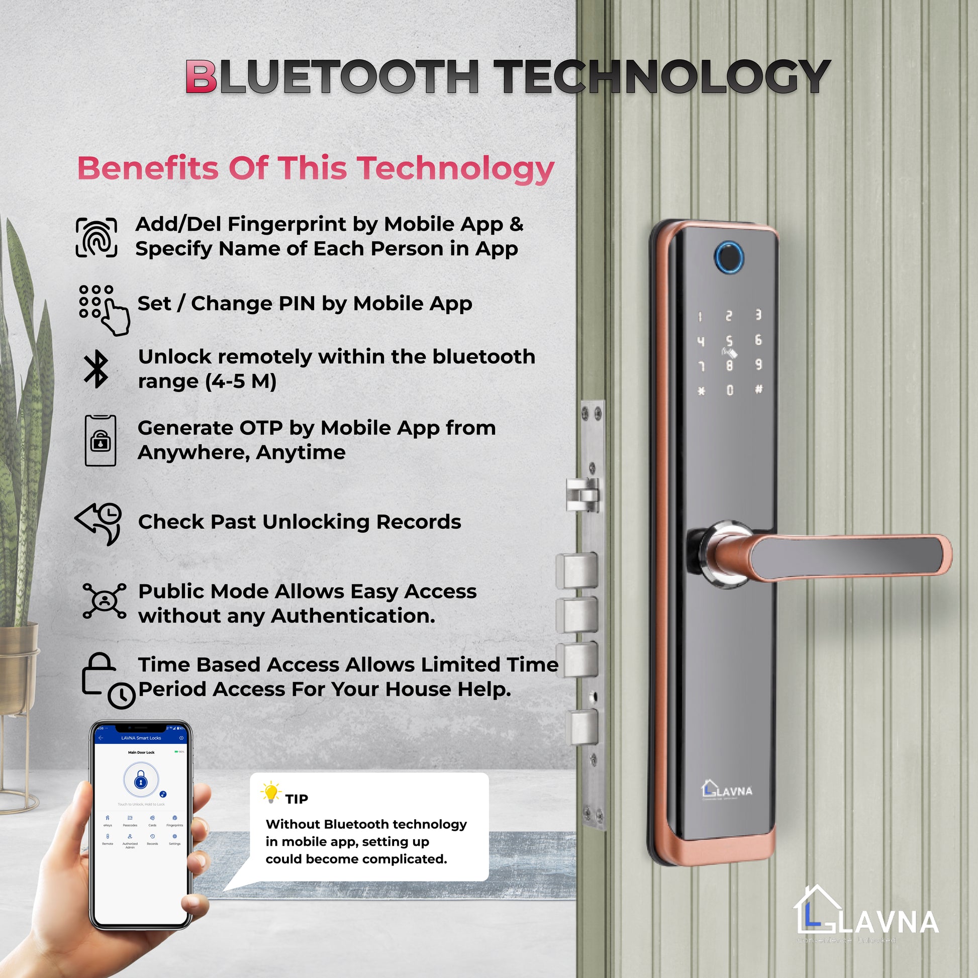 LAVNA LA24 Best Smart Digital Door Lock for home and office