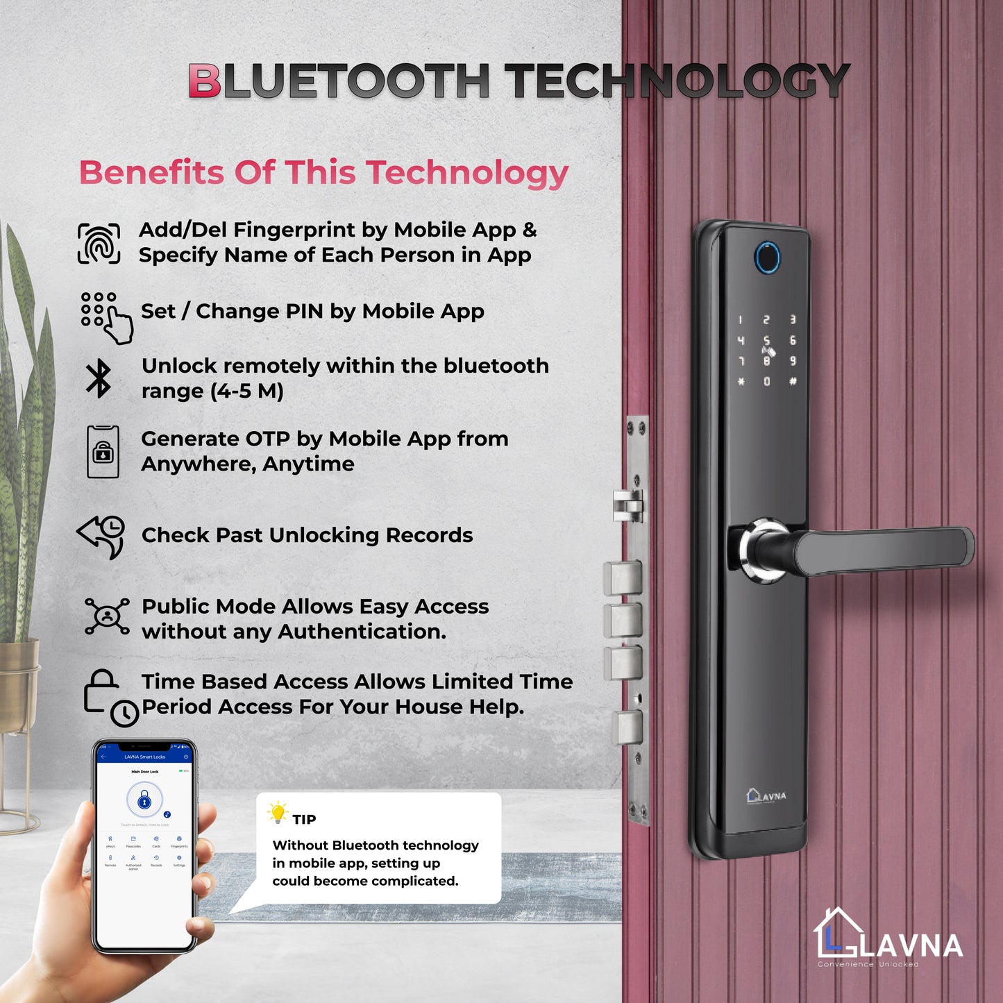 LAVNA LA24 Best Smart Digital Door Lock for home and office