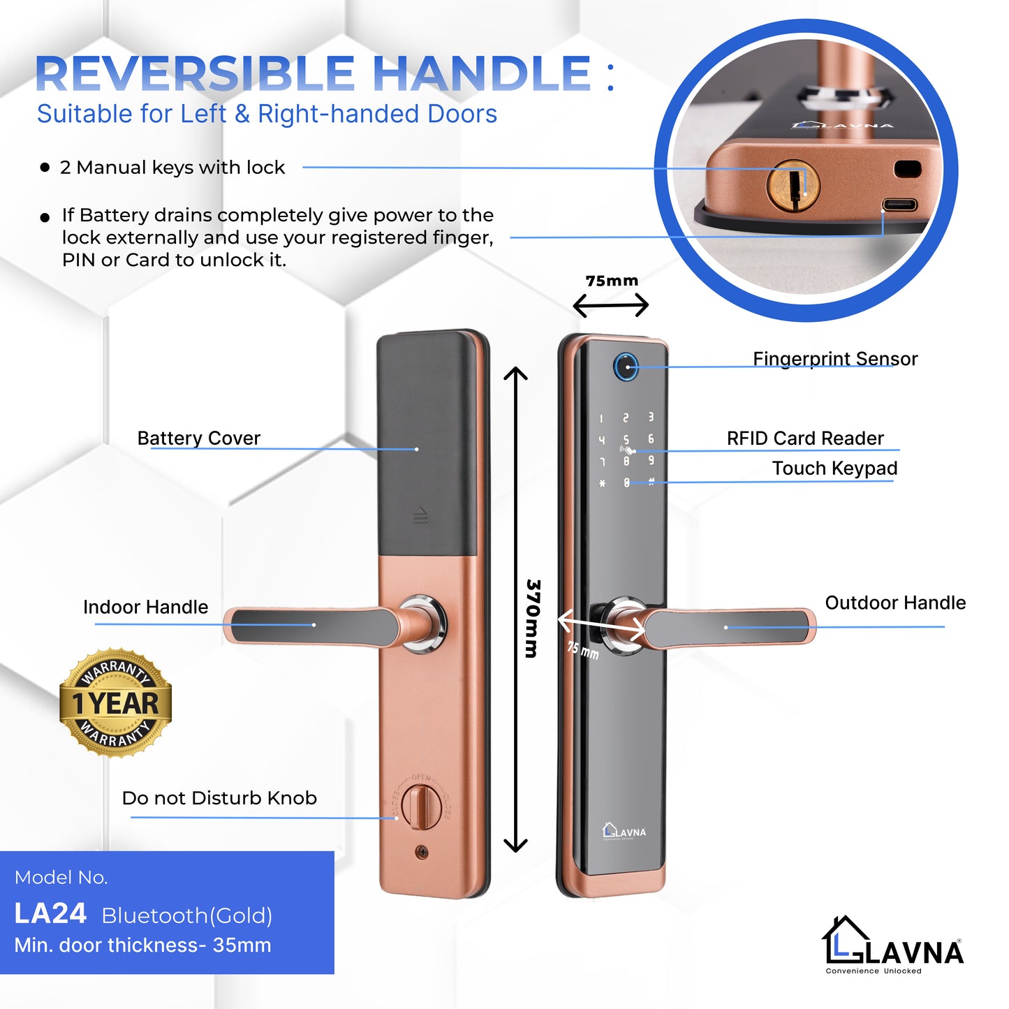 LAVNA LA24 Best Smart Digital Door Lock for home and office
