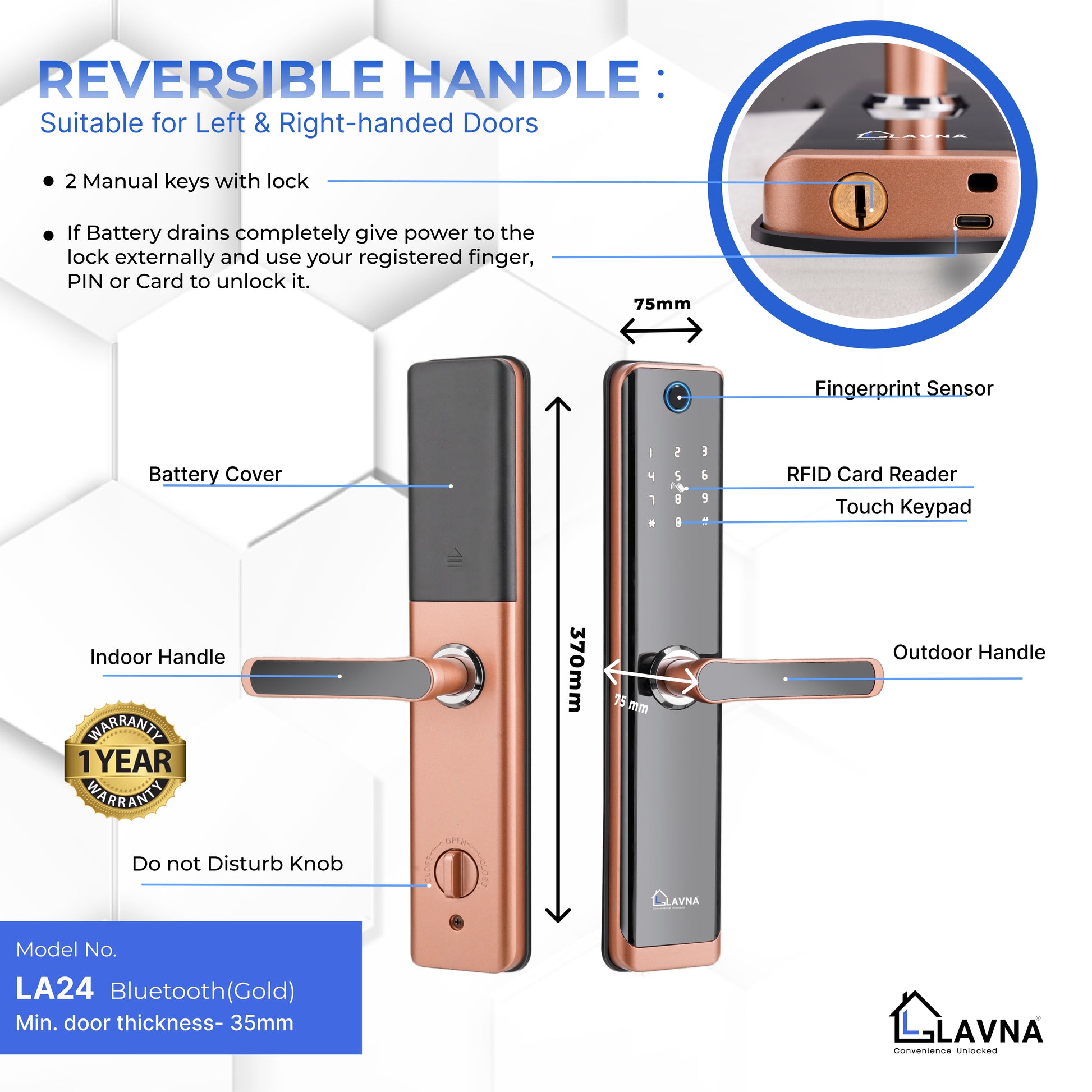 LAVNA LA24 Best Smart Digital Door Lock for home and office