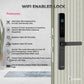 LAVNA Digital Door Lock with Fingerprint, Mobile app, PIN, Card and Manul Key Access for UPVC, Aluminium and Wooden Doors (Slim, Black)LA20