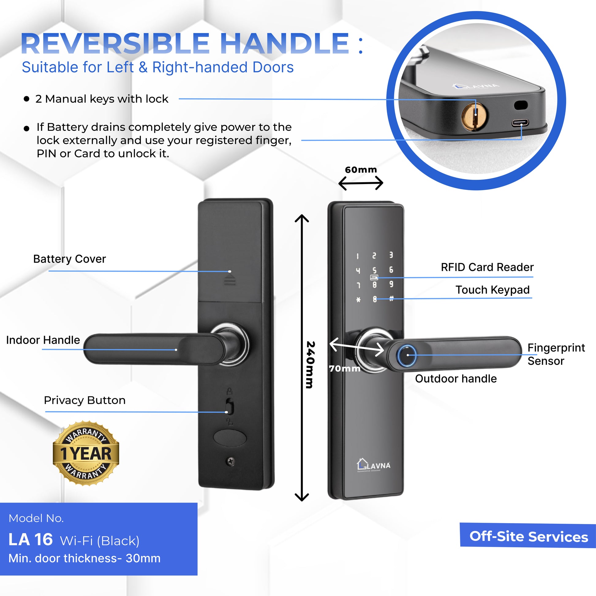 LAVNA LA16 Fingerprint Door Lock